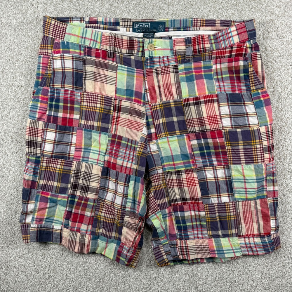 Polo Ralph Lauren Prospect Shorts Mens 35 Multicolor Patchwork Madras Plaid